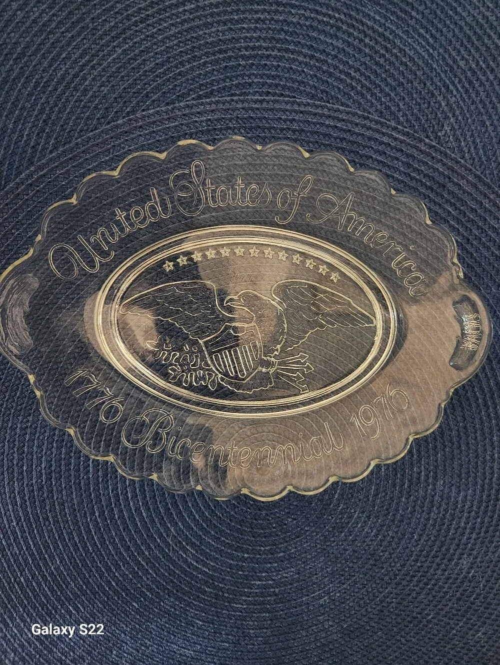 United States Of America Bicentennial 1776-1976 Clear Glass Serving Platter